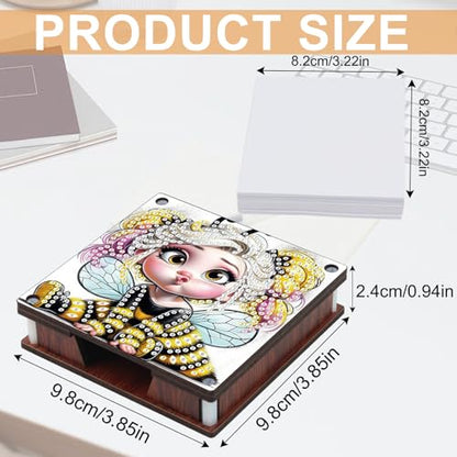 JISHSHAY 2 PCS Diamond Art Note Box Fairy Diamond Painting Note Pad Holder Elf Gem Painting Bee Gem Art Memo Boxes Mosaic Kits for Adults Embroidery Kit Memo Pad Holder, Contains 120 Sheets of Paper - color: Elf 3