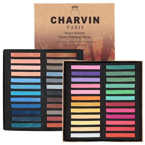Charvin Artist Colored Chalk Pastels (6 Sets of 48 Pastels) - Water Soluble, Assorted Pastel Color Sticks for Wet, & Dry Painting - size: 1 Count (Pack of 6)