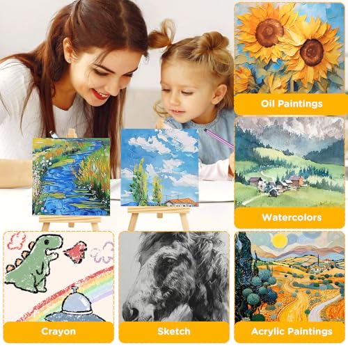 20Pack 4 x 4 Inch Mini Canvases with Easel Sets, Art Canvases Painting Kit for Kids Teenagers