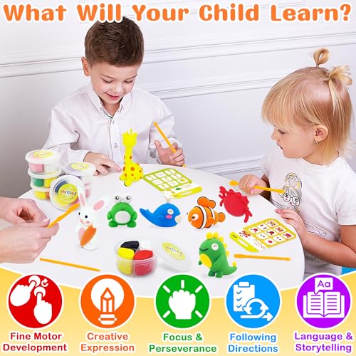 LanMa Air Dry Clay Kit for Kids, 12 Pack Animal Air-Dry Art Kits with Ultra Light & Soft Modeling Clay, Instructions, Sculpting Tools, Christmas Birthday Gifts for Boys Girls - color: Animals