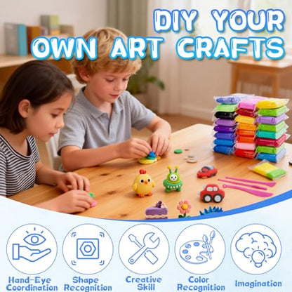 Air Dry Clay-108 Pack 36 Colors Modeling Clay for Kids, Boys and Girls, Air Dry Clay Bulk Kit for Adults with 3 Sculpting Tools and Instructions, Safe, Non-Toxic, DIY Model Magic Clay Gifts Kids Toys - color: 108 Pack
