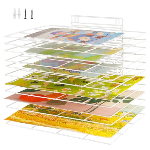 Art Drying Rack for Classroom Paint Drying Rack Small Wall Art Storage Rack with 12 Removable Shelves for Classrooms and Art Studios (White, 12 Shelves) - color: White, size: 12 Shelves
