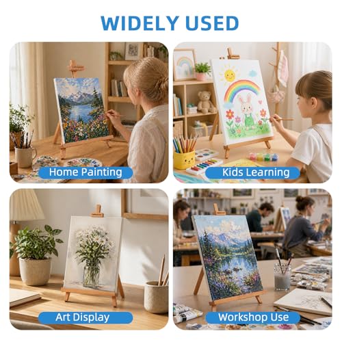 Falling in Art Beechwood 25’’ Tabletop Easel Display Stand Set for Painting- Holding Canvas Up to 22 1/2 Inches High, 4 Pack Artist A-Frame Tripod with Rubber Feet, Portable Photo and Sign Holder - size: 4 Pack