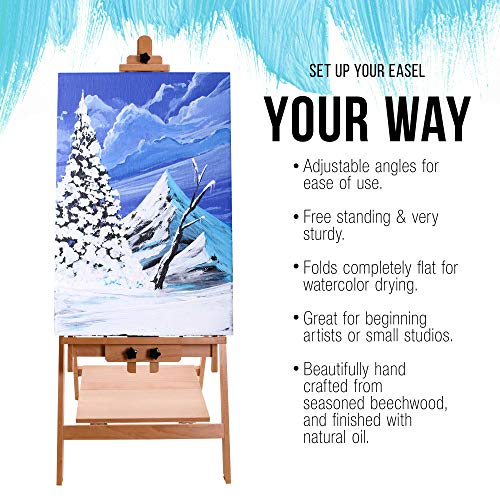 U.S. Art Supply Large Adjustable H-Frame Multi-Purpose Studio Artist Easel - 88" High, Holds 59" Canvas - Sturdy Wooden Floor Painting Holder, Display Stand, Designed as Painting Easel for Adults