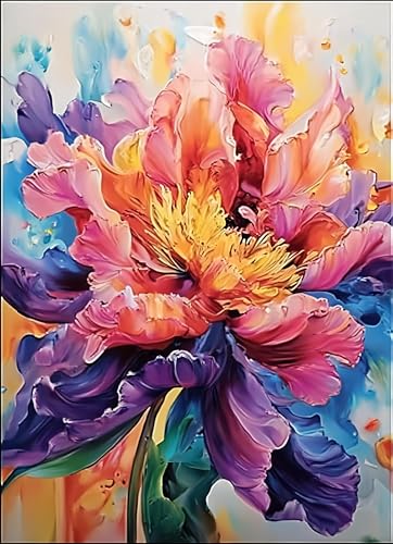 Flower Paint by Numbers Kit for Adults,Peony Adult Painting by Numbers for Beginner on Canvas,DIY Painting Kits for Home Wall Decor,Gifts (Flower4) - color: Flower4