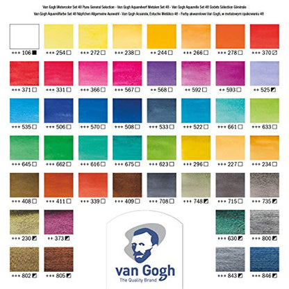 Van Gogh Watercolor Paint Set, Metal Tin, 48-Half Pan - color: 48 General (Metal Tin), style: Half Pan