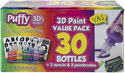 Puffy Bulk Buy Paint 30 Pack Premium Quality 3D Paint Set. Safe for Kids, Great for School Projects, Permanent on Fabric, Canvas, Wood, Glass, and More Craft Surfaces - size: 30 Count (Pack of 1)