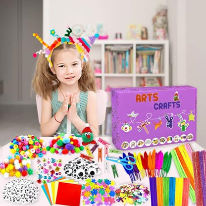 2000 Pcs DIY Arts and Crafts Supplies Kit for Kids - Kids Craft Kits Art Supplies Material Set with Pipe Cleaner All in 1 Crafting Collage Activity for Toddlers Gifts Toys Age 5 6 7 8 9 Year Old Girls - size: 2000+ Pieces
