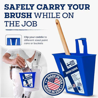 Paint Brush Holder with Clip for Paint Cans, Buckets & Utility Belts, Hands-Free Wet Brush Storage for Interior & Exterior Painting, Made in USA