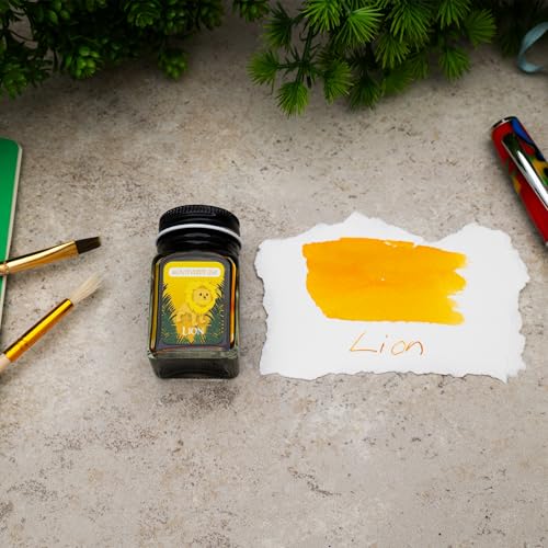 Monteverde Jungle Fountain Pen Ink, 30ml, Lion (Yellow) | Animal-inspired fountain pen ink with bold color, smooth flow, and creative writing personality. - color: Lion (Yellow)