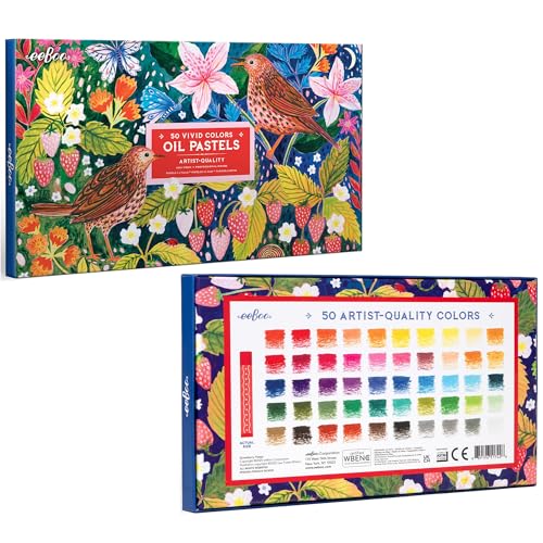eeBoo Oil Pastels Strawberry Peeps - 50 Artist-Quality Blendable Color Sticks, Bold Pigments for Drawing & Blending, Sliding Gift Box, Kids Ages 5+ - style: Rainbow Peeps