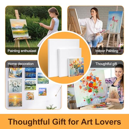 6-Piece Canvas Set for Painting – 11.8x7.9”, 7.9x5.9”, 5.9x3.9”, 7.9x7.9”, 5.9x5.9”, 3.9x3.9” Stretched Canvas Panels – White Artist Canvas Boards for Oil, Acrylic & Craft Painting (Model C) - size: Model C