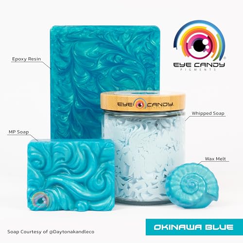 Eye Candy Pigments Premium Blue Mica Powder - Okinawa Blue (50gr) - for Epoxy, Resin, Soap, Paint, Woodworking, Acrylic Pouring, Bath Bombs, Fishing Lures - DIY Arts and Crafts Additive - color: Okinawa Blue
