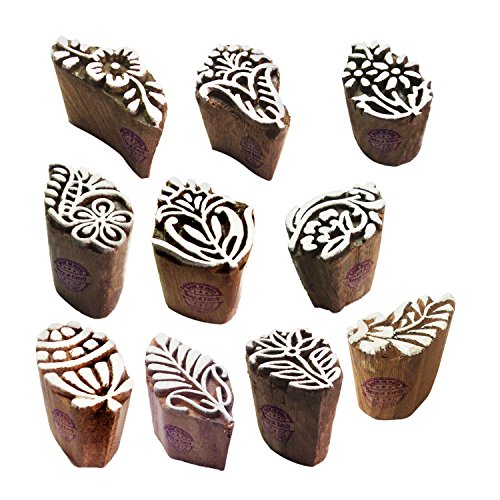 Clay Printing Stamps Creative Small Floral Shape Wooden Blocks (Set of 10) - color: Htag2125