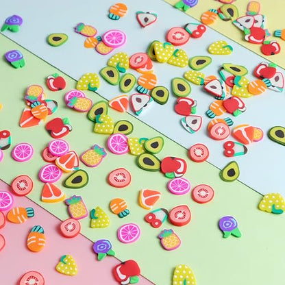 4000Pcs 3D Fruit Nail Art Slices 3D Clay Fruit Nail Rhinestones Kawaii Cartoon Grapes Watermelon Lemon Orange Nail Jewelry Strawberry Nail Gems Nail Supplies for Acrylic Nails DIY Craft Accessories - color: green
