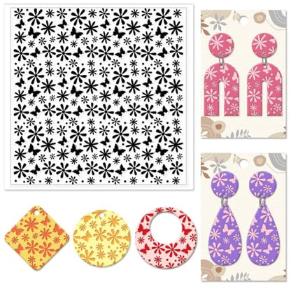 CHGCRAFT Daisy Polymer Clay Texture Sheets Butterfly Silicone Texture Stamp Clay Texture Mat Flower Modeling Pattern Pad Texture Sheets for Polymer Clay Jewelry and Clay Earrings Tools - style: Daisy