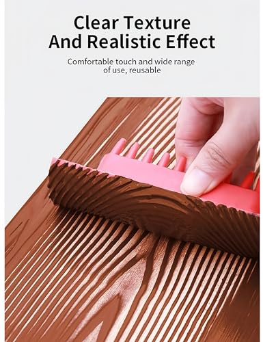 6PCS Wood Grain Tool Set，7" Fake Wood Grain Roller Painting Tool with Handle DIY Rubber Graining Tool Paint for Wall Room Art Paint Decoration,Paint that Looks Like Wood Grain，Faux Wood Paint