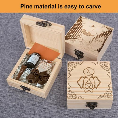 GNIEMCKIN 14 Pack Wooden Box with Hinge Lids, Unfinished Unpainted Wood Boxes for Crafts, DIY Projects, and Jewelry Storage (3.54x3.54x1.77 inch) - size: 14 Pack (3.54x3.54x1.77 inch)