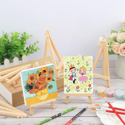 Yiksonyo 80 Pack 5.7 Inch Wooden Easel, Tabletop Wood Easels, Small Wooden Easel for Painting, Art, and Crafts - size: 80 Pack 5.7 Inch