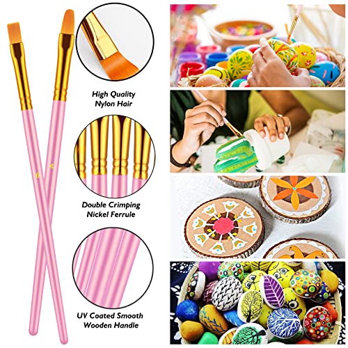 Paint Brushes Set, 20 Pcs Paint Brushes for Acrylic Painting, Oil Watercolor Acrylic Paint Brush, Artist Paintbrushes for Body Face Rock Canvas, Adult Drawing Arts Crafts Supplies, Blue+Pink - color: Blue,pink