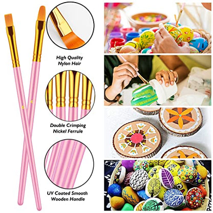 Paint Brushes Set, 20 Pcs Paint Brushes for Acrylic Painting, Oil Watercolor Acrylic Paint Brush, Artist Paintbrushes for Body Face Rock Canvas, Adult Drawing Arts Crafts Supplies, Blue+Pink - color: Blue,pink