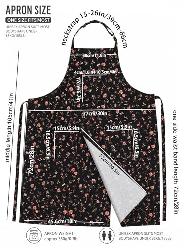 Molaxhome Split Apron with 3 Pockets,Unisex Pottery Apron with Adjustable Strap for Kitchen Ceramics - color: Blackflower