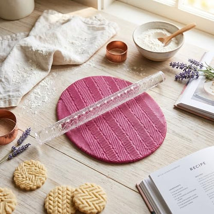 Rengue Acrylic Rolling Pin with 28 Patterns, Compliant Material, Comfortable Grip, 16 X 1 Cm, Lightweight for Dough and Pastry Acrylic Rolling Pin with 28 Patterns, Nan Kitchen (#14) - size: 52003 stripes