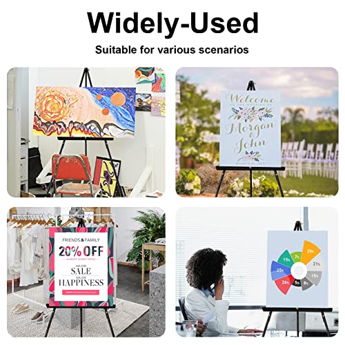 Falling in Art 65" A-Frame Tripod Easel Stand, Wooden Display Easel with Adjustable Canvas Holder, Floor Easel for Wedding Signs, Posters, Paintings, Artwork(Black) 1 Pack - color: Black-1 Pack