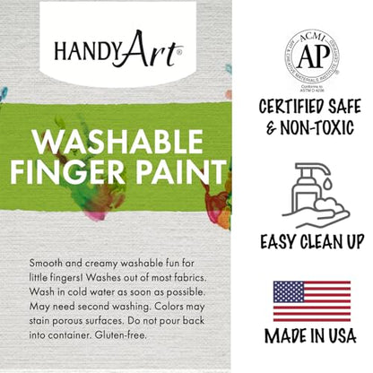 Handy Art Washable Finger Paint, Green, 16 oz Bottle, Easy Clean Up, Sensory Paints for Fingers & Hand Prints, Ages 3 & Up, Safe for Kids & Toddlers, AP Certified Non-Toxic, Made in USA - color: Green
