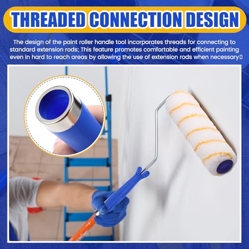 Leumoi 18 Pack 9 Inch Paint Roller Frame 5 Wire Galvanized Roller Handle Brush House Painting Supplies for Wall House Home Repair Tools, Use with 9" Paint Covers (Bule) - color: Bule
