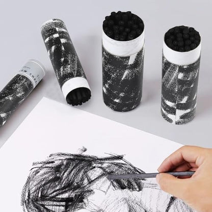 100PCS Willow Charcoal Sticks - Natural Willow Charcoal for Artists, Beginners, or Students of All Skill Levels - Perfect for Drawing and Sketching, Approx. 2-4mm, 4-5mm, 5-7mm, 7-9mm Dia - style: 2-4mm, 4-5mm, 5-7mm, 7-9mm