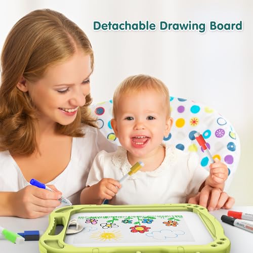 Kids Art Easel, Adjustable Drawing White Board & Chalk Board, Toddler Double Sided Easel with Painting Accessories, Birthday Gift for Girls Boy Age 3 4 5 (Green) - color: Green