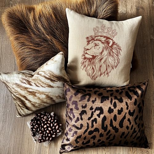 2 Pcs King Lion Silkscreen Stencil, Lion Crown Painting Stencils Templates Reusable Self-Adhesive Silk Screen Printing for Wall Border Wood Fabric Home Craft Decor - style: King Lion