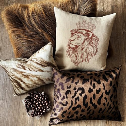 2 Pcs King Lion Silkscreen Stencil, Lion Crown Painting Stencils Templates Reusable Self-Adhesive Silk Screen Printing for Wall Border Wood Fabric Home Craft Decor - style: King Lion
