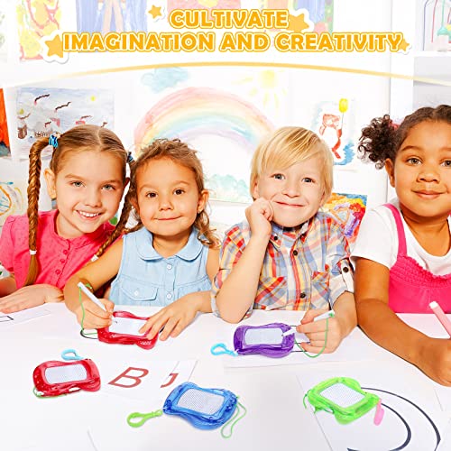 Chinco 24 Pieces Kids Mini Magnetic Drawing Board for Backpack Keychain Clip Erasable Mini Doodle Boards Toys for Party Colorful Writing Sketch Painting Pad Set Classroom Reward Supplies(Classic)