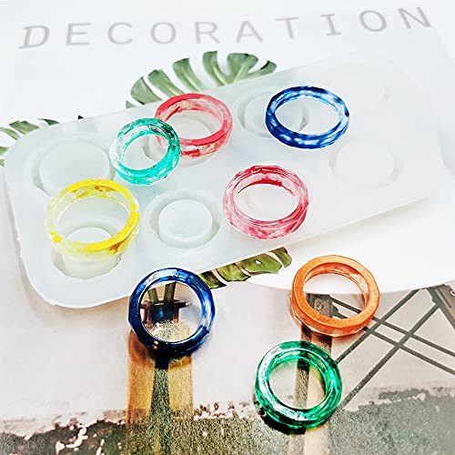 3Pcs Different Shapes Silicone Resin Ring Mold, SENHAI 8 Sizes Ring Jewelry Resin Casting Mold, for DIY Rings, Earrings, Necklace Pendants, Keyrings, Crafts, Decorations Making