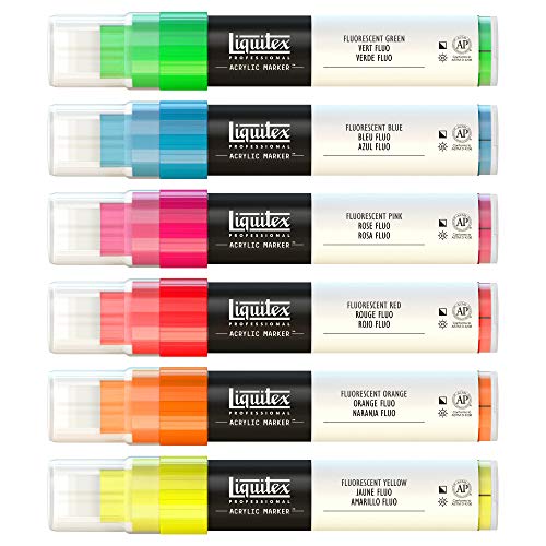 Liquitex Professional Paint Marker Set, 6 Piece, Fluorescents - style: Fluorescents Wide 6 Set