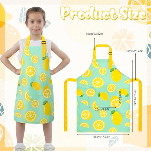 2 Pack Kids Apron, Cute Cooking Aprons, Waterproof Art Apron with Pockets, Toddler Painting Artist Apron Adjustable - color: Lemon, size: 45*62cm