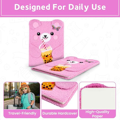 VOTUM Fuzzy Sketch Book: Personalized Artist Sketchbook: Sketching, Drawing and Creative Doodling. Notebook and Sketchbook to Draw and Journal (Pink Bear) - color: Pink Bear