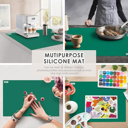 31.5" x 23.6" Extra Large Silicone Mat for Resin Casting, Crafts and Epoxy, Nonstick Silicone Sheet for Jewelry Casting Molds, Countertop Protector Mat Heat Resistant Placemats by Foepoge, Dark Green - color: Drak Green