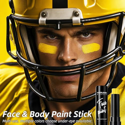 Yellow Face Paint Stick Waterproof Eye Black Smooth SmudgeProof Body Paint High Pigment for Sports Events Halloween SFX Makeup Sun Creature Cartoon Hero and Bright Character Looks - color: Yellow