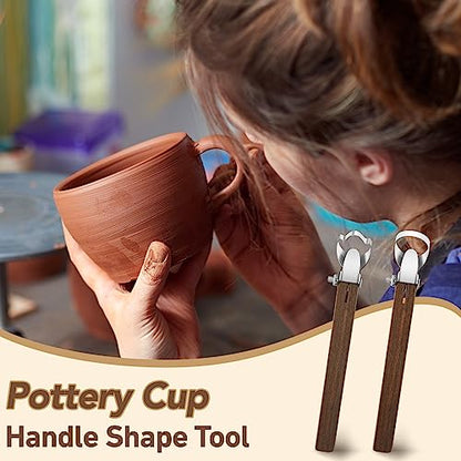 Therwen 2 Pcs Mug Handle Carving Tool, Pottery Handle Making Tool, Clay Extruder Trimming for Ceramic Tea Cup Mug Utensil Vase Clay Cutters Sculpture Craft(Classic Style) - color: Classic Style