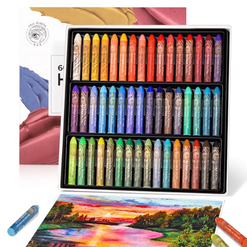 Paul Rubens 48 Vibrant Colors Oil Pastel Set 60g Extra Large White Oil Pastels Set (Pack of 2)