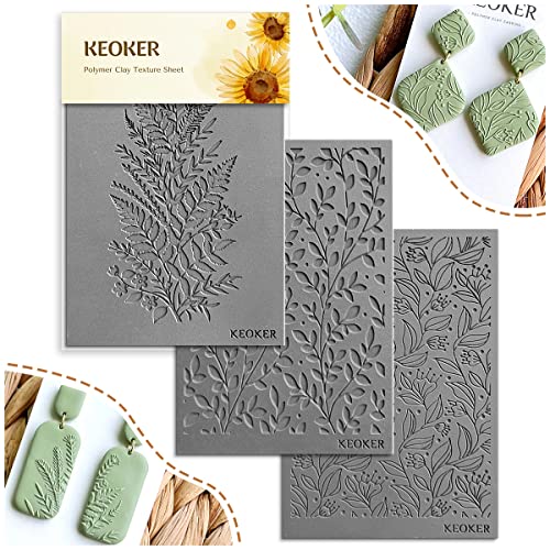 Keoker Polymer Clay Texture Sheets, Clay Texture Mat for Making Earrings Jewerly, Polymer Clay Earrings Tools (No. 7-8) - color: 7-8