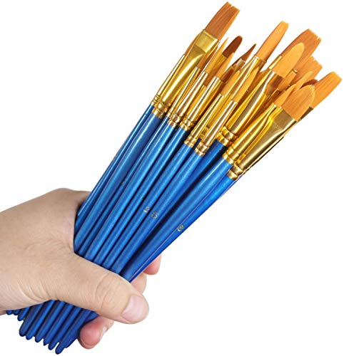 Acrylic Paint Brush Set, 5 Packs / 50 pcs Nylon Hair Brushes for All Purpose Oil Watercolor Painting Artist Professional Kits - size: 50pcs