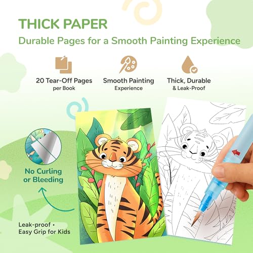 JoyCat Pocket Paint with Water Coloring Books for Kids, Art & Craft Activity Toy Set, Creative Travel & Home Painting Kit, Gifts for Girls & Boys Ages 3-8 (Animals) - style: 1 Pack - Animals