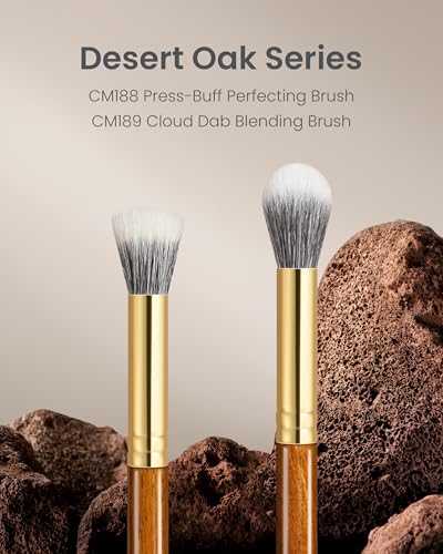 Desert Oak Series Powder Cheek Duo Brush Set - CM 188 Blush Brush & CM 189 Highlighter Brush of Goat Hair for a Soft-Focus Glow, Bubinga Handle - color: CM-0188+CM-0189, size: 2 Piece