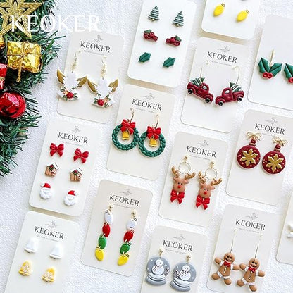 KEOKER Christmas Clay Cutters, Christmas Polymer Clay Cutters for Earrings Making, 20 Clay Cutters Shapes - color: ALL
