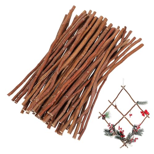 50 PCS Wood Log Sticks for Crafts,12 Inch DIY Twigs Sticks Natural Unfinished Wood Branches for Rustic Home Decor Fairy Gardens School Projects Photo Props - 0.4" Diameter Round Twigs