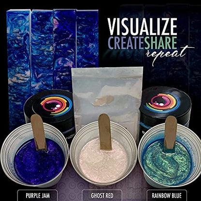 Eye Candy Mica Powder Pigment “Rainbow Blue” (50g) Multipurpose DIY Arts and Crafts Additive | Woodworking, Epoxy, Resin,Natural Bath Bombs, Paint, Soap, Nail Polish, Lip Balm - color: Rainbow Blue